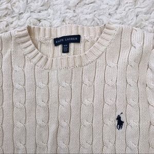 Ralph Lauren Cable Knit Cotton Old White Sweater